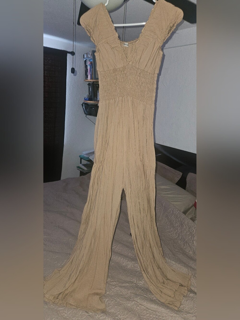 Boho 100% Viscose Smocked Wide Leg Jumpsuit India - OS